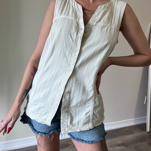 Beige Costal Vibe Cotton Vest - Picture 3 of 9